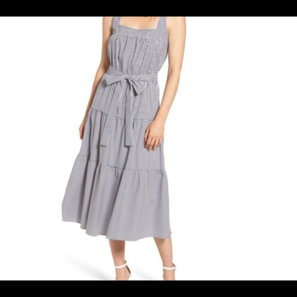 Michael- Michael Kors, Wht/Navy striped midi NWT